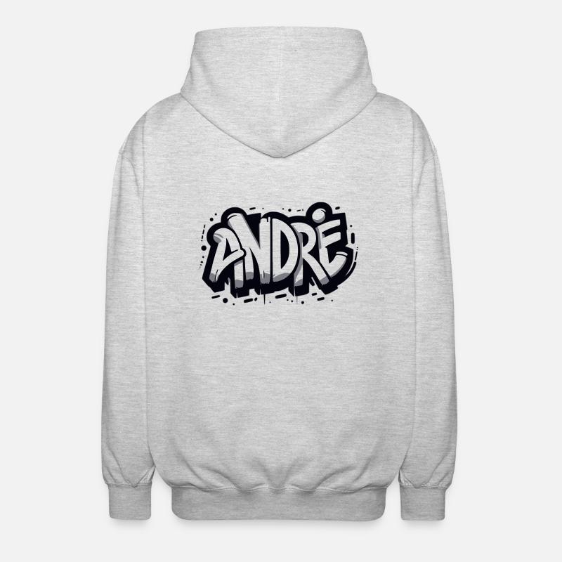 André Name First name Graffiti - Unisex Hooded Jacket - light heather grey