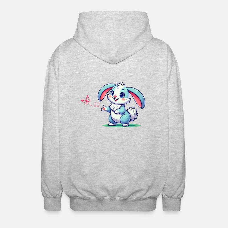 lapin papillon - Veste à capuche unisexe - gris clair chiné