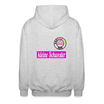 kleine Schwester 2025 - Unisex Kapuzenjacke - Hellgrau meliert - Hinten - AI Model Male 185 light (185cm)
