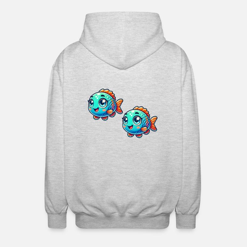 Bande dessinée Poisson 2 - Veste à capuche unisexe - gris clair chiné