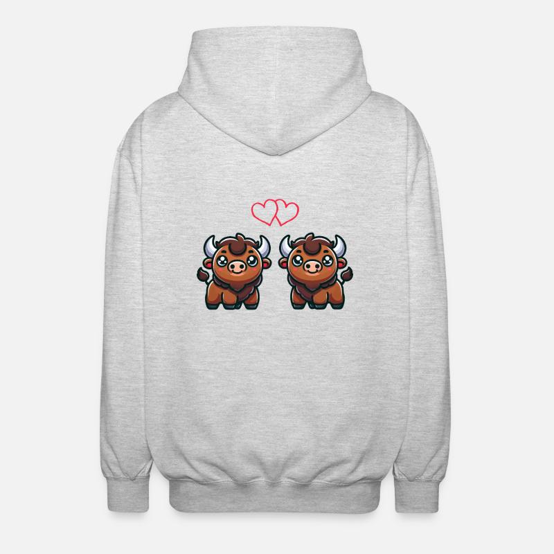 bison comic love - Unisex Kapuzenjacke - Hellgrau meliert