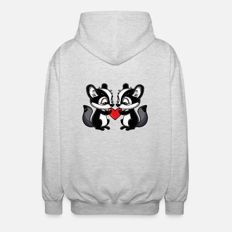 Skunk Couple Saint-Valentin - Veste à capuche unisexe - gris clair chiné