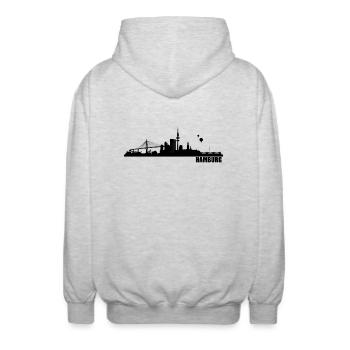 Hamburg - Unisex Hooded Jacket - light heather grey - Back - AI Model Male 185 light (185cm)