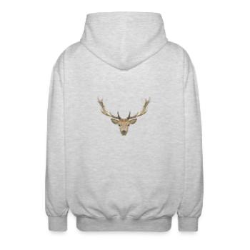 Low Poly Hirsch - Unisex Kapuzenjacke - Hellgrau meliert - Hinten - AI Model Male 185 light (185cm)