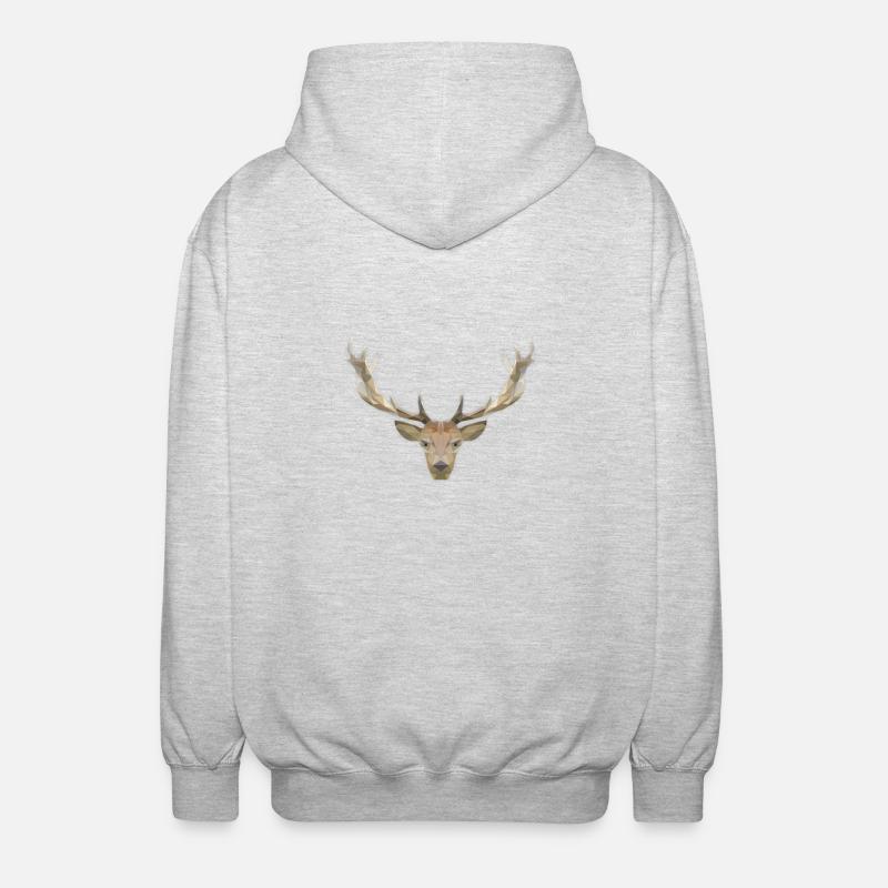 LowPoly "cerf" - Veste à capuche unisexe - gris clair chiné