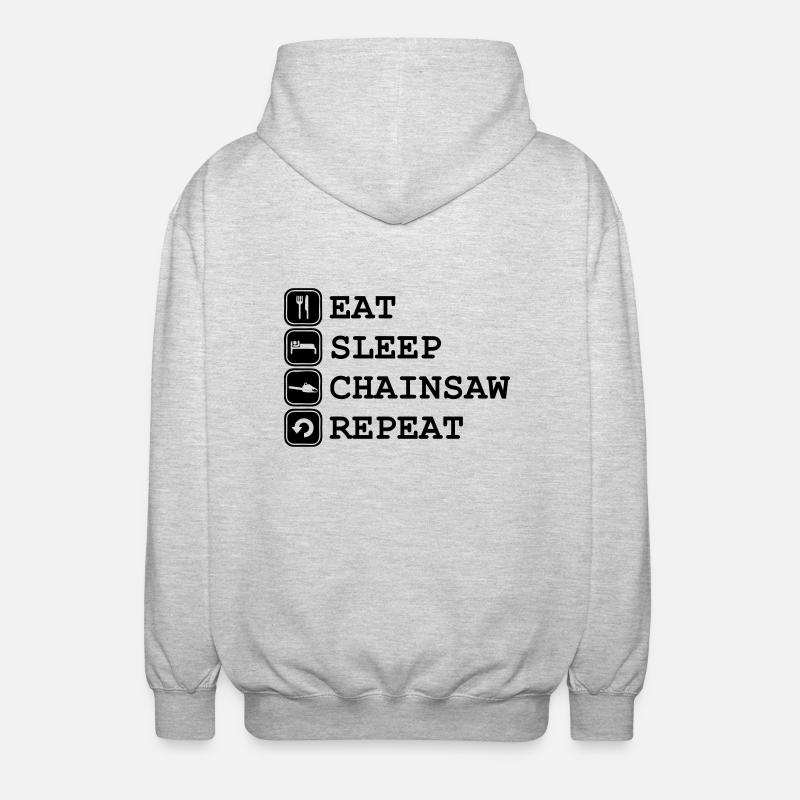 Eat, sleap, chainsaw - Unisex Kapuzenjacke - Hellgrau meliert