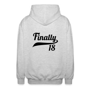 Finally 18 - Unisex Hooded Jacket - light heather grey - Back - AI Model Male 185 light (185cm)