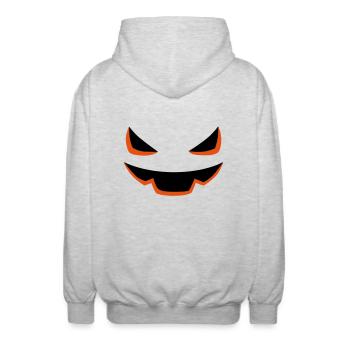 Pumpkin Face Halloween - Unisex Hooded Jacket - light heather grey - Back - AI Model Male 185 light (185cm)