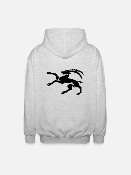 drawing ibex canton of Graubunden switzerland - Unisex Hooded Jacket - light heather grey