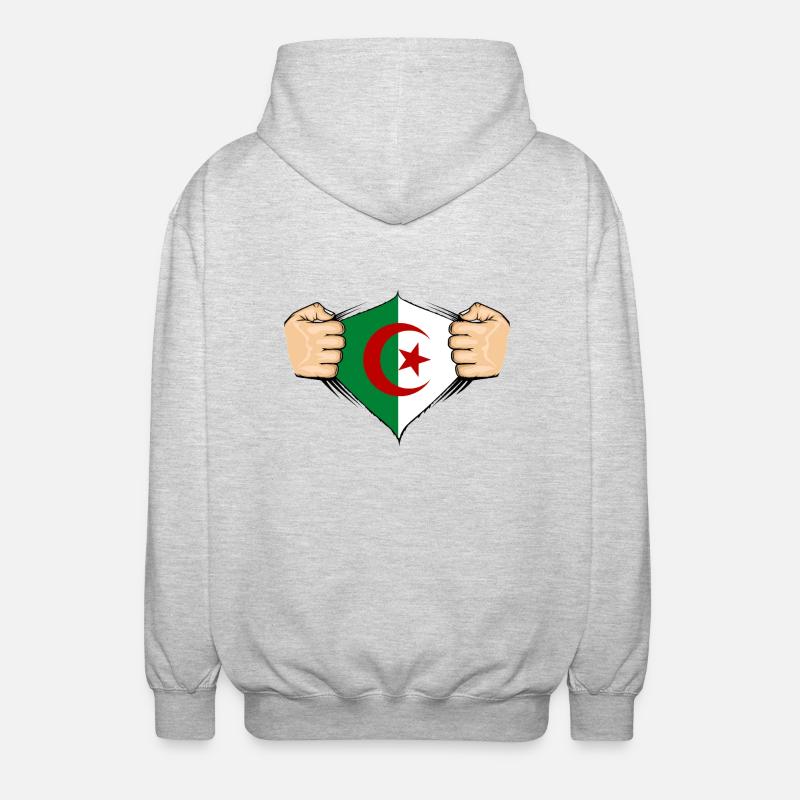 Conception du drapeau de l’Algérie - Veste à capuche unisexe - gris clair chiné