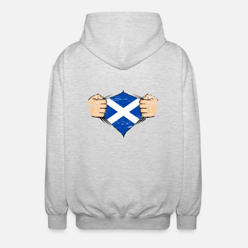 Drapeau de l’Écosse utilisé - Veste à capuche unisexe - gris clair chiné