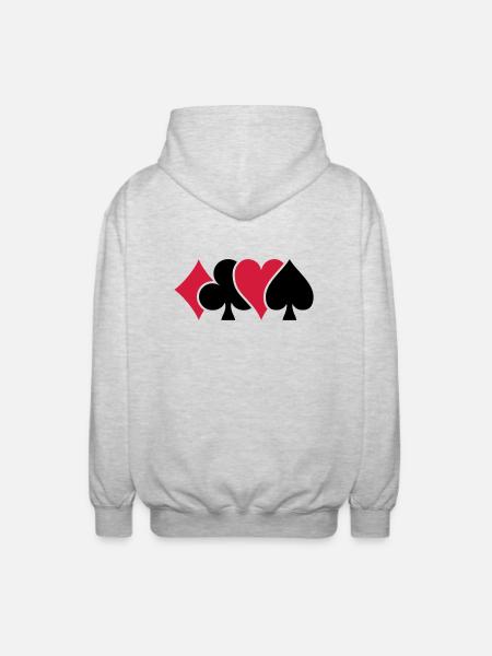 Playing Card Suits - Unisex Hooded Jacket - light heather grey