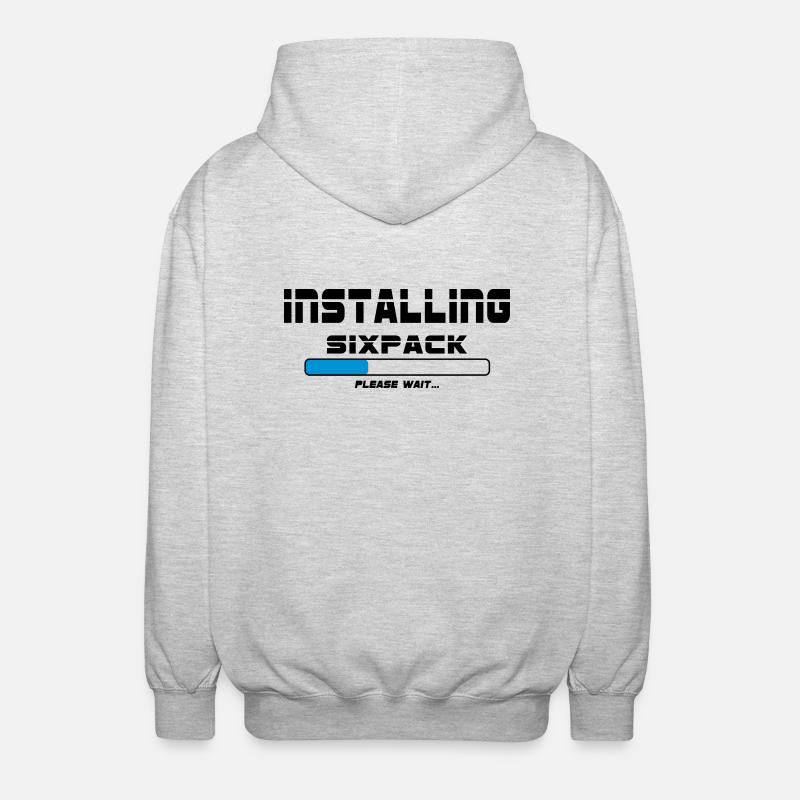 installing sixpack - Unisex Hooded Jacket - light heather grey