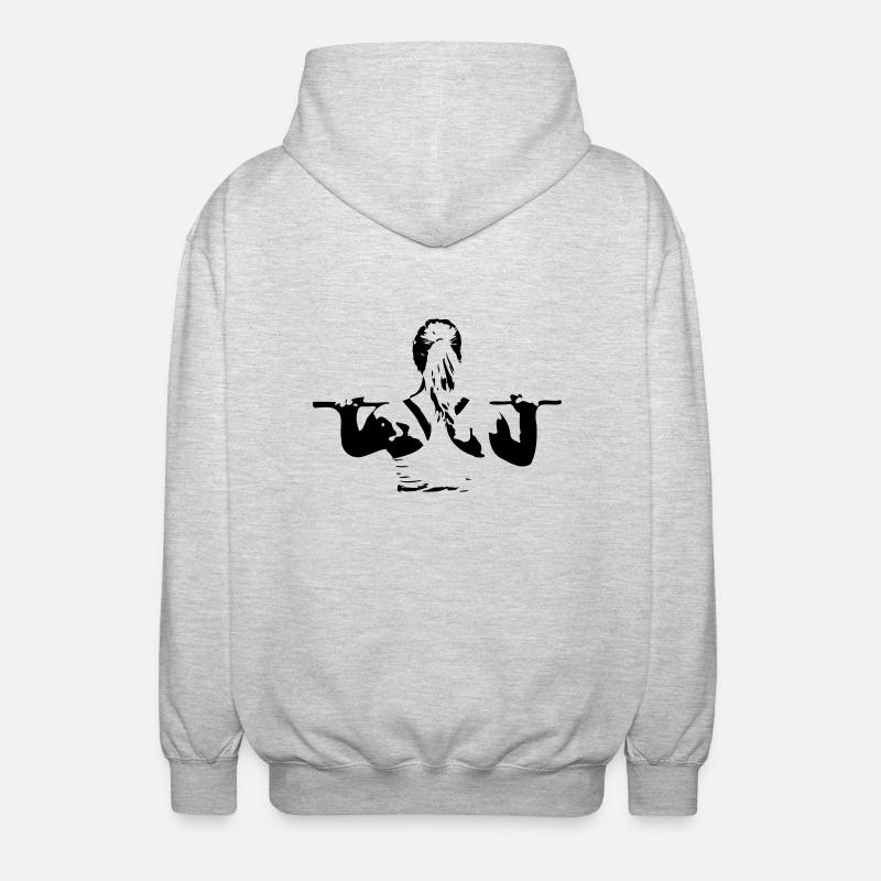Push Press Girl - Unisex Hooded Jacket - light heather grey