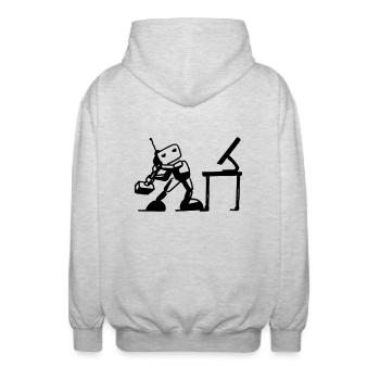 Robot-Rebelle - Unisex Kapuzenjacke - Hellgrau meliert - Hinten - AI Model Male 185 light (185cm)