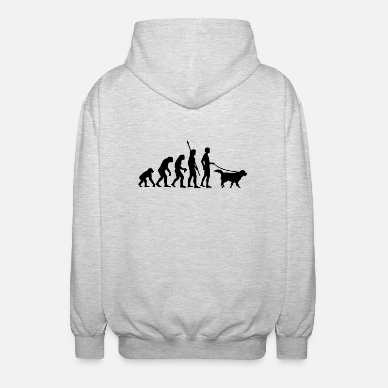 evolution_dog - Veste à capuche unisexe - gris clair chiné