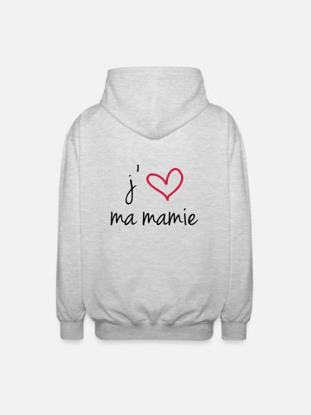 j'aime ma mamie - Veste à capuche unisexe - gris clair chiné