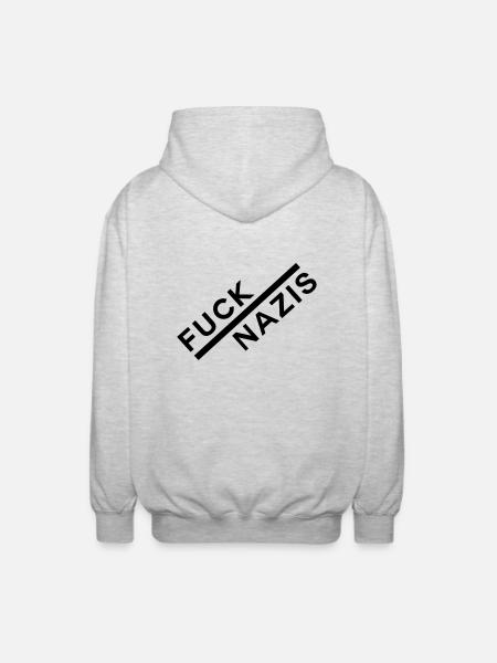 FUCK NAZIS - Unisex Kapuzenjacke - Hellgrau meliert