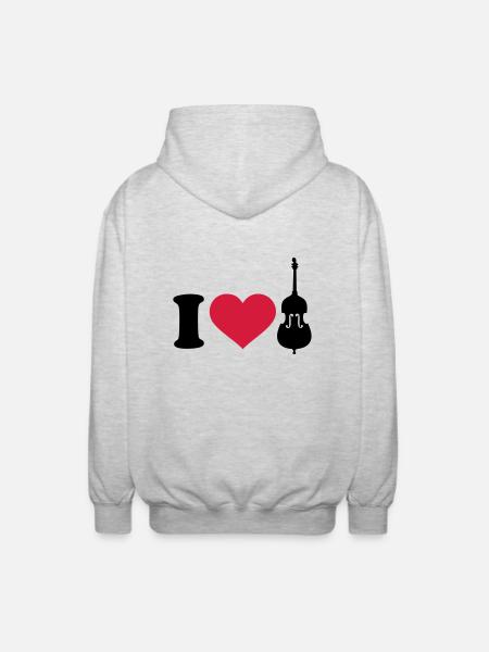 I love Contrabasse - Veste à capuche unisexe - gris clair chiné