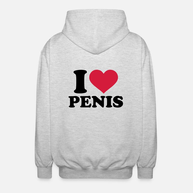 I love Penis - Unisex Hooded Jacket - light heather grey