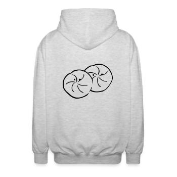 Zwei Brötchen - Semmel - Unisex Kapuzenjacke - Hellgrau meliert - Hinten - AI Model Male 185 light (185cm)