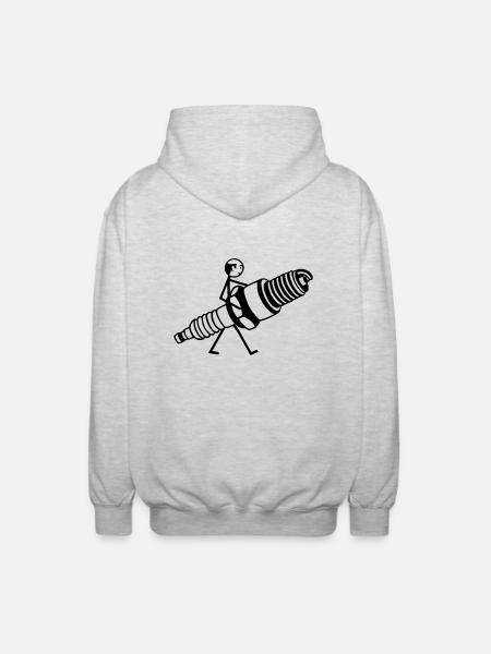 Mechatroniker mit Zündkerze - Unisex Kapuzenjacke - Hellgrau meliert