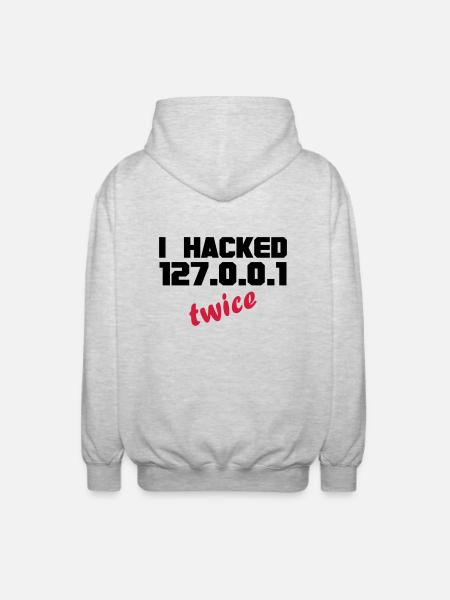 i hacked localhost twice - Unisex Kapuzenjacke - Hellgrau meliert