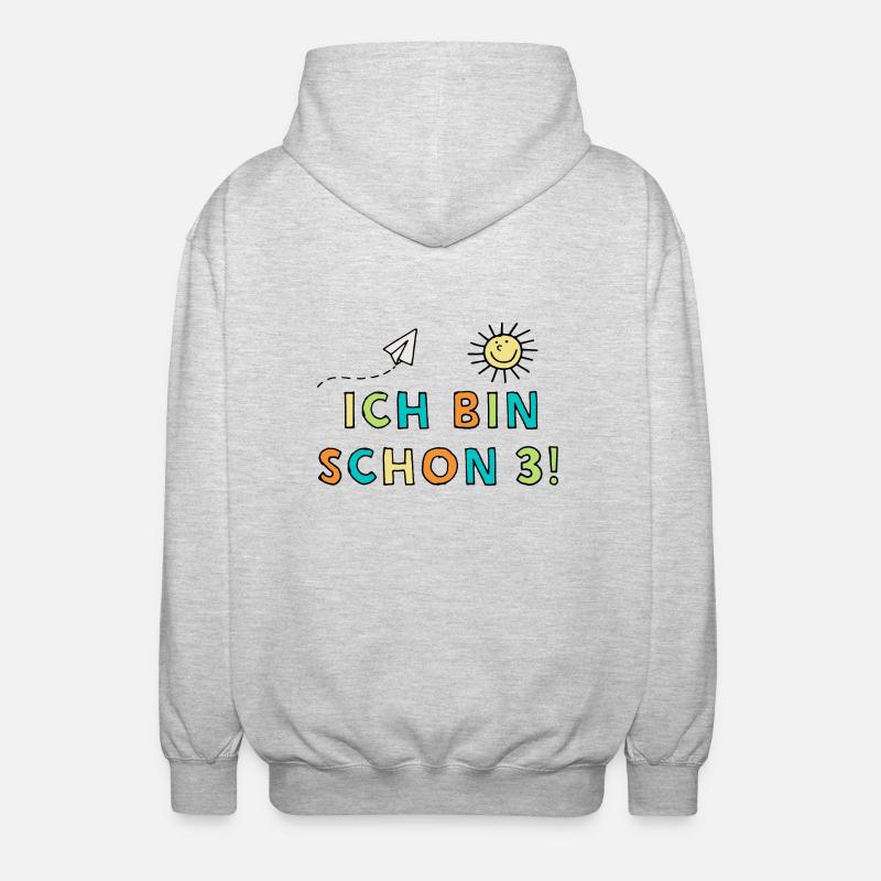 Ich bin schon 3! - Unisex Kapuzenjacke - Hellgrau meliert