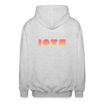 love - Unisex Hooded Jacket - light heather grey - Back - AI Model Male 185 light (185cm)