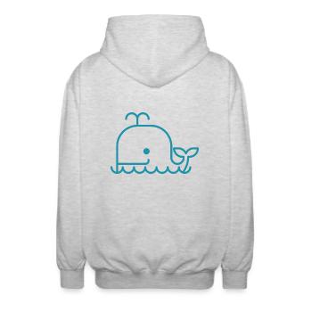 Whale - Unisex Kapuzenjacke - Hellgrau meliert - Hinten - AI Model Male 185 light (185cm)