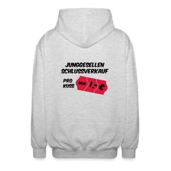 Bachelor Sale - Unisex Hooded Jacket - light heather grey - Back - AI Model Male 185 light (185cm)