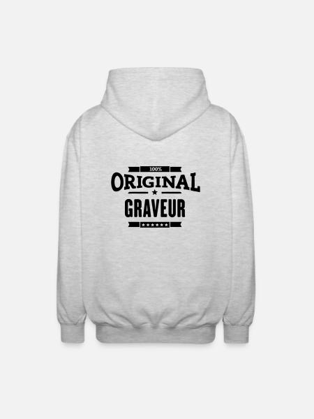100% Graveur - Unisex Kapuzenjacke - Hellgrau meliert