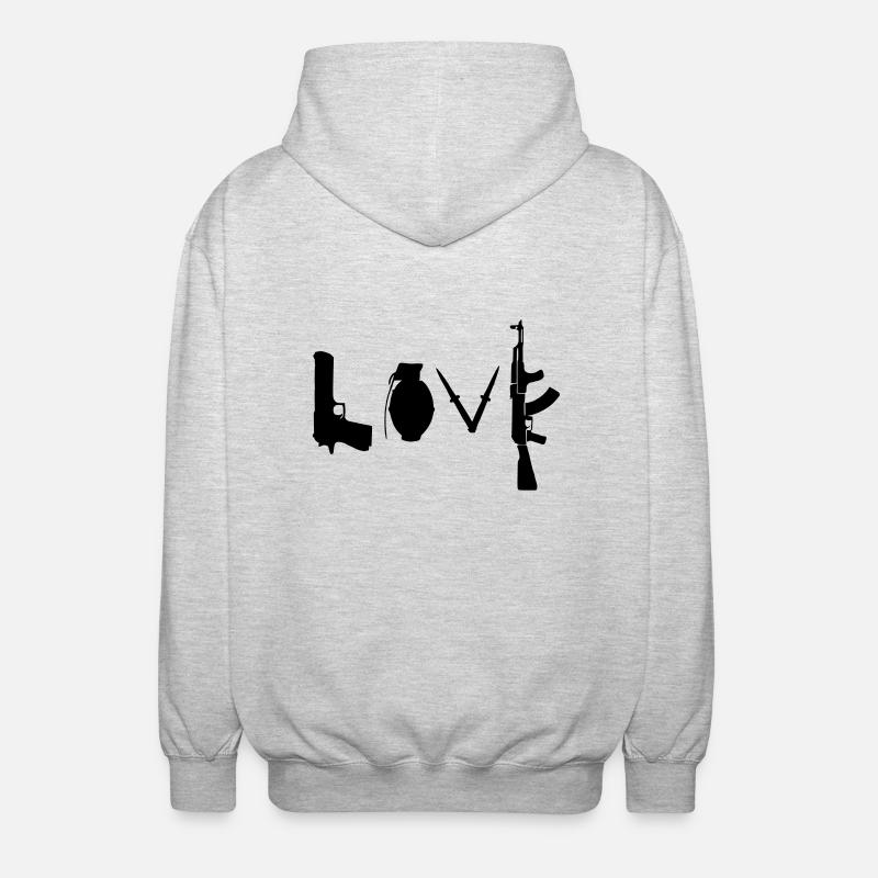 Love / Weapon Design - Unisex Hooded Jacket - light heather grey