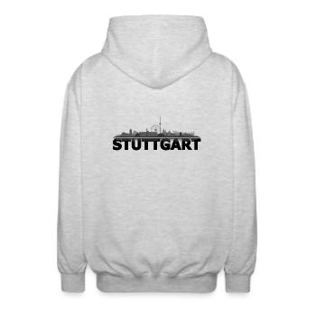 stuttgart_dunkel - Unisex Hooded Jacket - light heather grey - Back - AI Model Male 185 light (185cm)