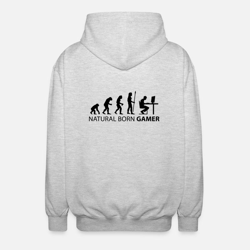 evolution_born_gamer1 - Unisex Hooded Jacket - light heather grey