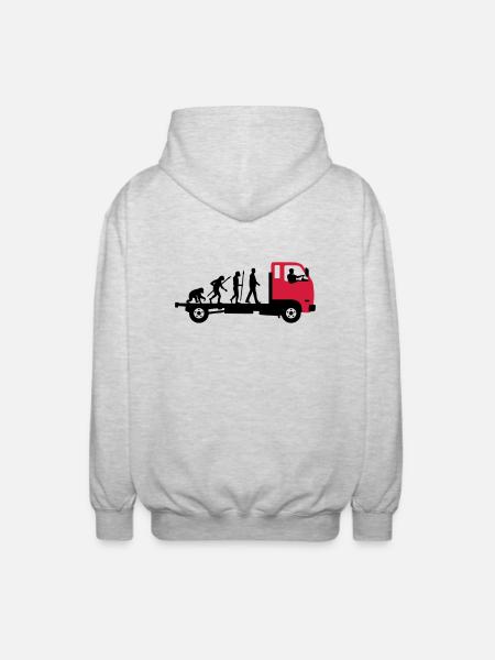 evolution_of_man_trucker_112013_a_2c - Unisex Hooded Jacket - light heather grey