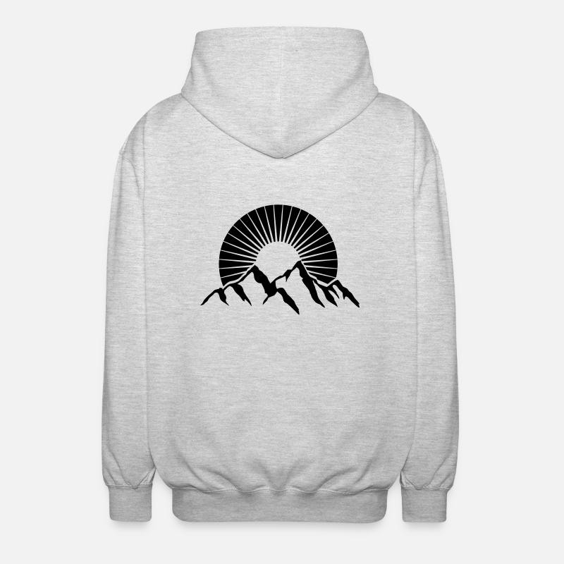 Schöne Berge Mit Sonne - Unisex Kapuzenjacke - Hellgrau meliert