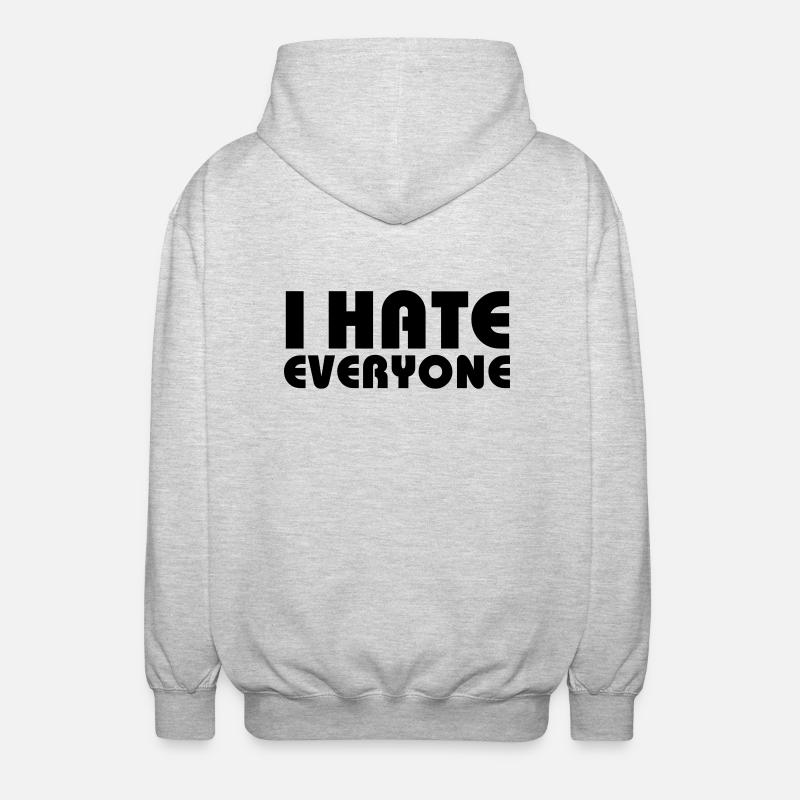 I hate everyone - Unisex Hooded Jacket - light heather grey