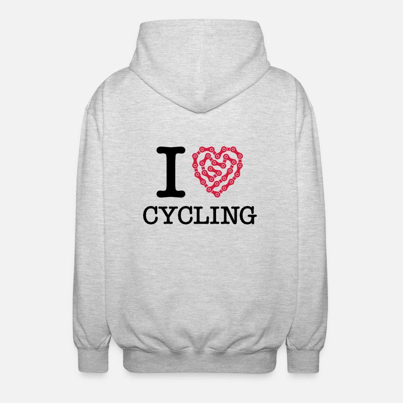 I Love Cycling - Veste à capuche unisexe - gris clair chiné