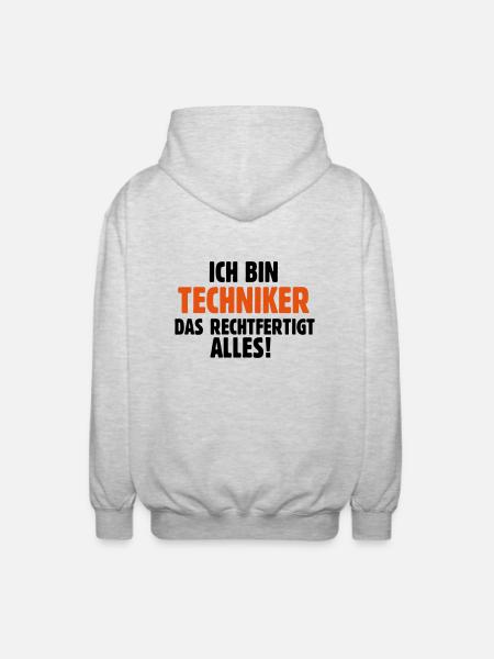 Techniker Technikerbrief Technikerausbildung - Unisex Kapuzenjacke - Hellgrau meliert
