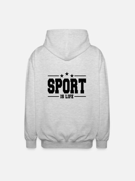 sport is life 1 - Unisex Hooded Jacket - light heather grey