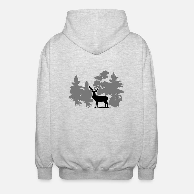 Hirsch - Deer - Unisex Kapuzenjacke - Hellgrau meliert