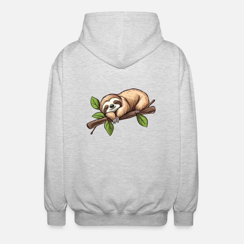 Faultier Schlafend - Unisex Kapuzenjacke - Hellgrau meliert