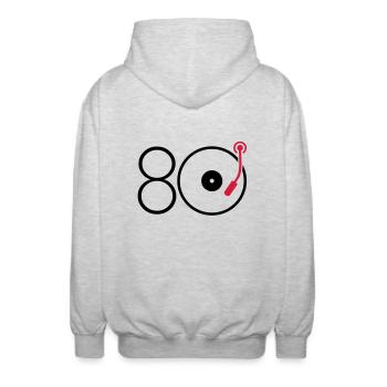 Musique des années 80 - Veste à capuche unisexe - gris clair chiné - Dos - AI Model Male 185 light (185cm)