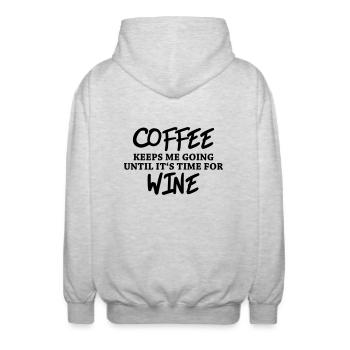Coffee keeps me going until it's time for wine - Veste à capuche unisexe - gris clair chiné - Dos - AI Model Male 185 light (185cm)
