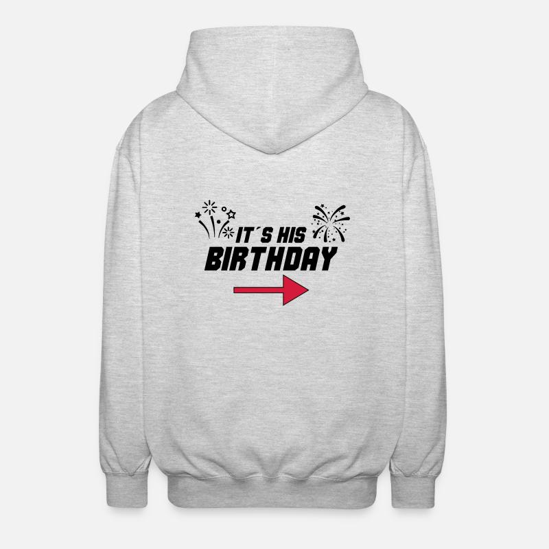 its_his_birthday_002 - Unisex Hooded Jacket - light heather grey
