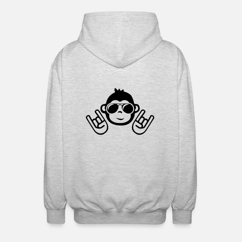 monkey cool party - Unisex Kapuzenjacke - Hellgrau meliert