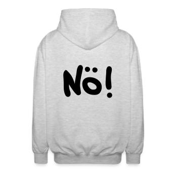 Nö! - Unisex Kapuzenjacke - Hellgrau meliert - Hinten - AI Model Male 185 light (185cm)