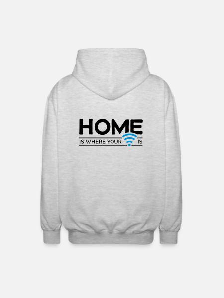 home is where … wi-fi - Unisex Kapuzenjacke - Hellgrau meliert