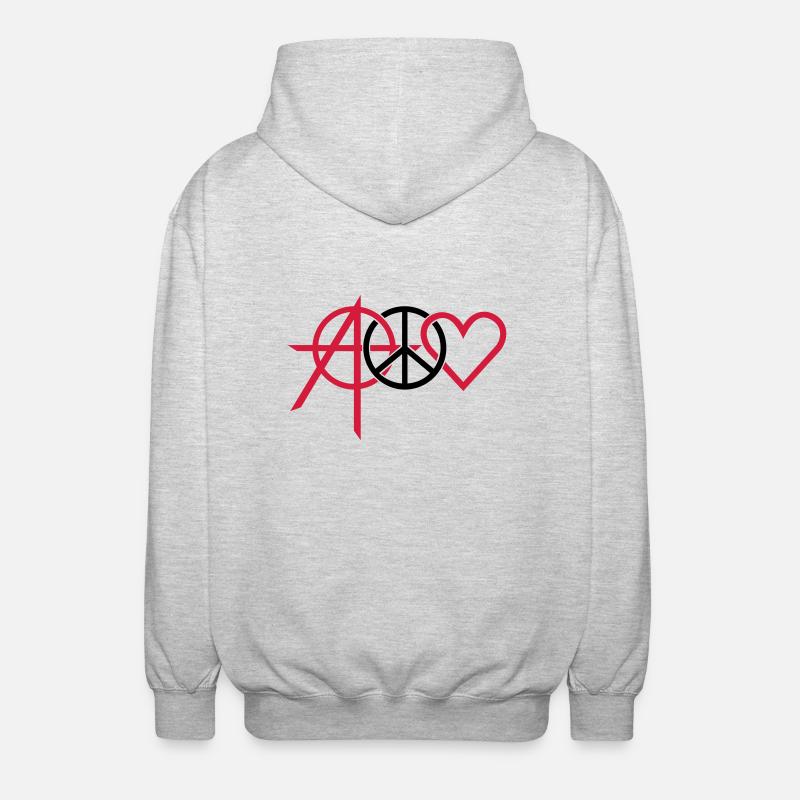 anarchy peace love (2c) - Veste à capuche unisexe - gris clair chiné